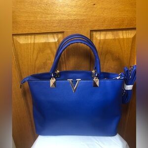 V-Accent Royal Blue Purse Women's Handbag